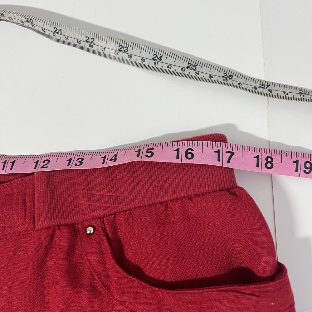 JM Collection Linen Blend Pants Woman L Pockets Red Wide Leg Resort Vacation - Picture 10 of 12